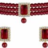 I Jewels I Jewels 18K Gold Plated Indian Wedding Bollywood Handcrafted Stone Beaded Choker Necklace Set (Ml237Mm) Jewelry Sets