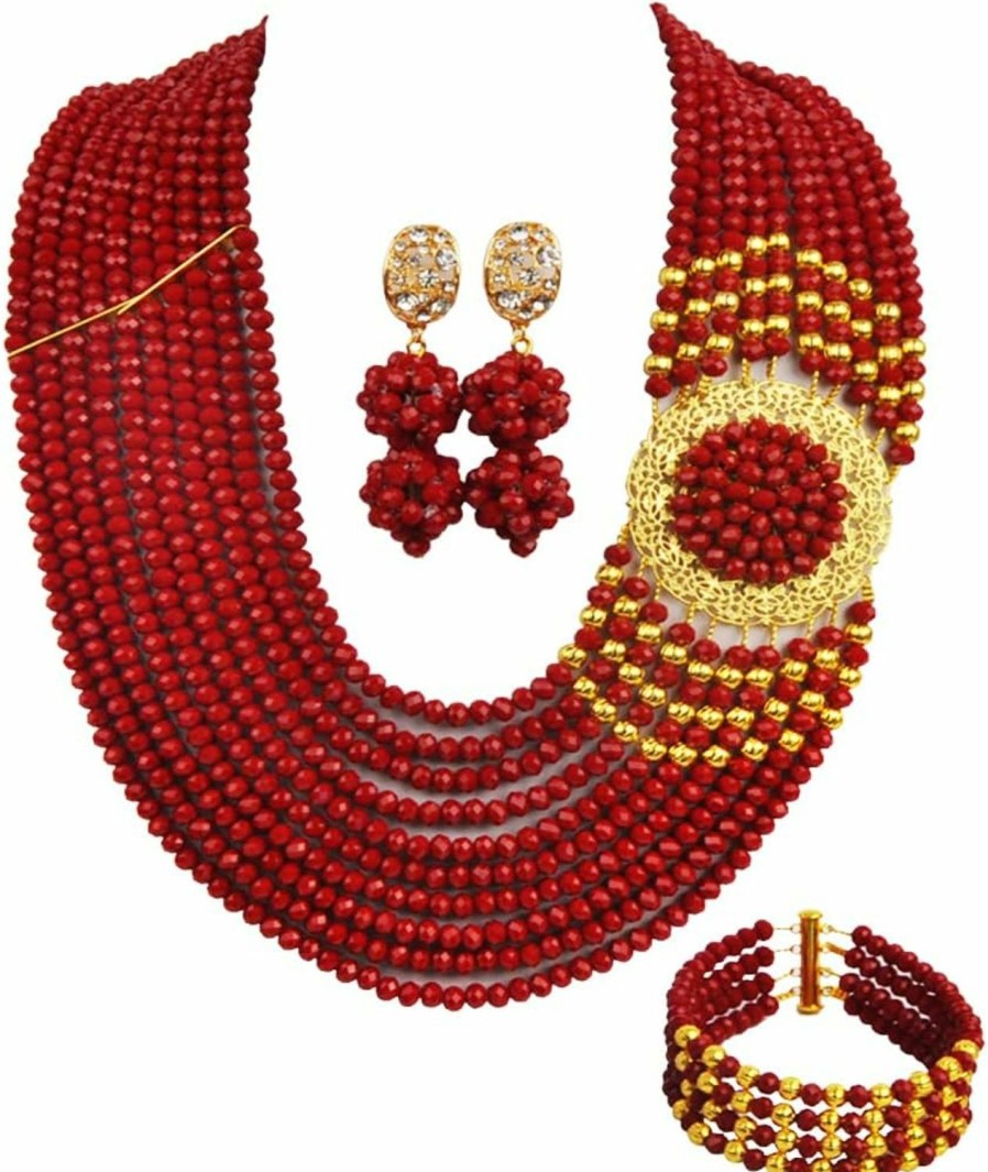 aczuv Aczuv Crystal Royal Blue Beads Jewelry Set African Necklaces For Women Nigerian Wedding Jewelry Sets Jewelry Sets