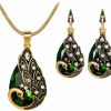 Comelyjewel Comelyjewel Women Gems Peacock Pendant Earrings Necklace Vintage Wedding Jewelry Set Durable And Useful Jewelry Sets