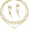 Donabus Donabus Dainty Gold Jewelry Set,Link Hoop Earrings And Layered Gold Necklace,Gold Fashion Jewelry Set For Women Jewelry Sets