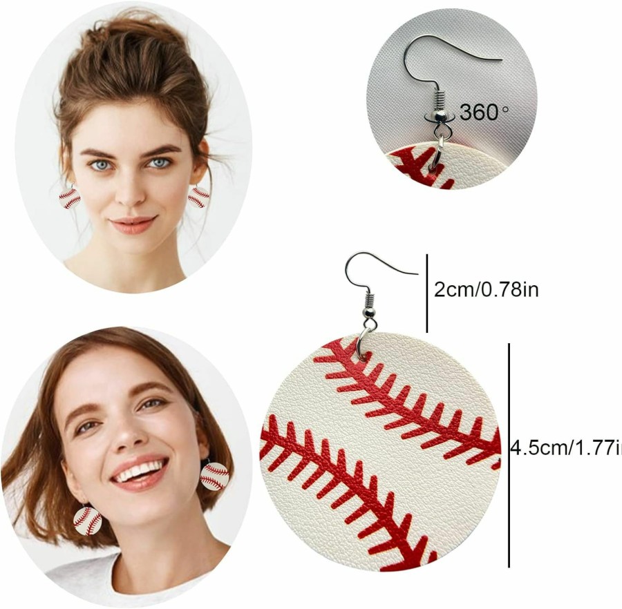 Taichell Baseball Earrings Jewelry Baseball Stud Earring Baseball Pendant Dangle Sports Earrings For Women Jewelry Sets