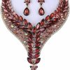 Unknown Janefashions Ivy Austrian Rhinestone Crystal Statement Necklace Earrings Set Burgundy And White N999 Jewelry Sets