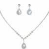 CIEHER Cieher 4/5 Pieces Women Jewelry Set - Rhinestone Crown + Drop Necklace + Elegant Bangle Bracelet + Crystal Teardrop Dangle Earrings For Bridal Wedding Party Jewelry Sets