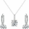 EVER FAITH Ever Faith Bridal Wedding Jewelry Set, 925 Sterling Silver Sparkly White Cz Birthstone Hypoallergenic Engagement Necklace Earrings Set Jewelry Sets