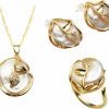 Eranthe Eranthe Wedding Pearl Jewelry Set For Women,Trendy Gold Plated Pearl Necklace And Earring Set Mother Gift Jewelry Sets