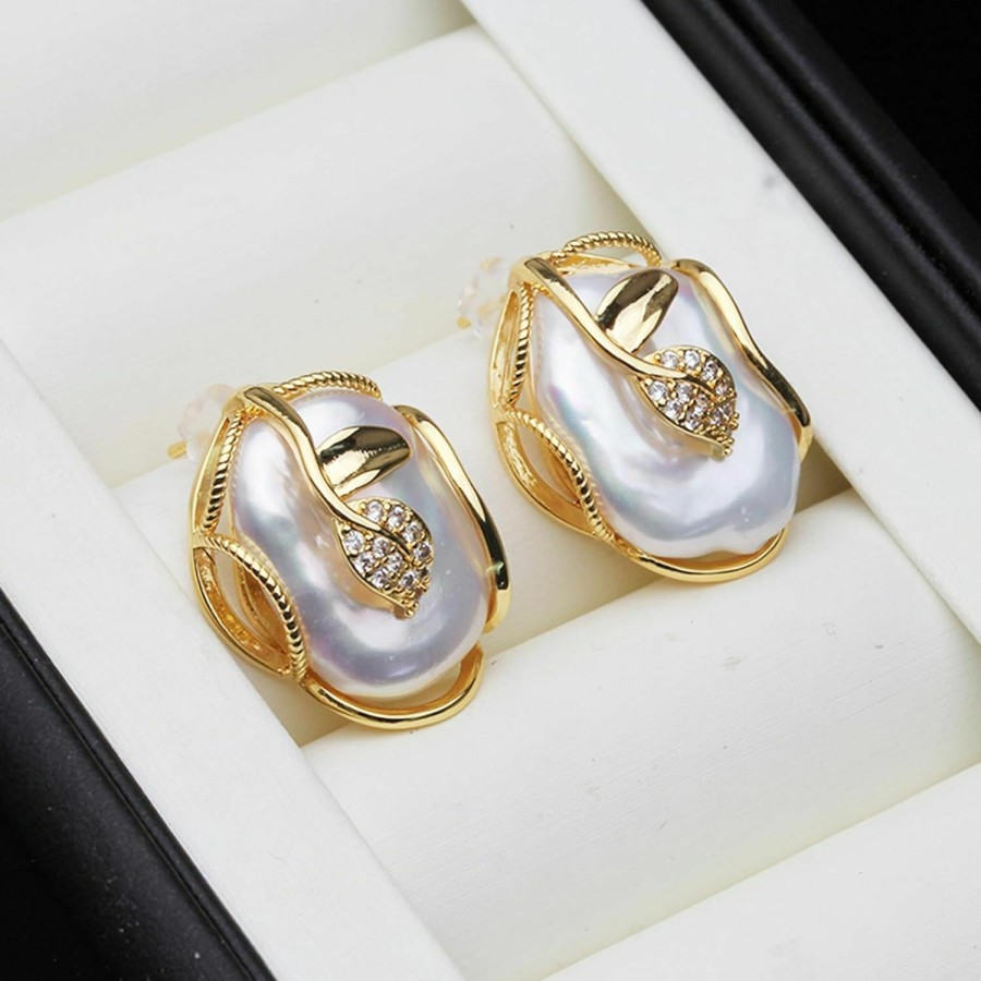 Eranthe Eranthe Wedding Pearl Jewelry Set For Women,Trendy Gold Plated Pearl Necklace And Earring Set Mother Gift Jewelry Sets