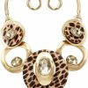 Rosemarie Collections Rosemarie Collections Women'S Contemporary Statement Resin Geo Hoop Link With Glass Crystal Rhinestones Bib Necklace And Earrings Gift Set, 14\"+3\" Extender Jewelry Sets