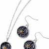 RINHOO Rinhoo Retro Sun Moon Pendant Necklace Dangle Earrings Set Round Pendant Drop Earring Bohemian Hook Earring Statement Earrings For Women Girls Jewelry Sets