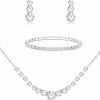 Jstyle Jstyle Silver Jewelry Set For Women Rhinestone Crystal Necklace Drop Earrings Link Bangle Bracelet Bridal Wedding Jewelry Sets For Brides Bridemaid Prom Costume Accessories Jewelry Sets