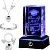 Yexiya Yexiya Set Of 4 Graduation Gifts 3D Layser Engraved Class Of 2024 With Base Graduation Bracelets Necklace Key Chain For Him Her Graduate Inspirational Gifts For College High School Phd Masters Degree Jewelry Sets