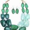 Secret for Longevity Secret For Longevity Multi Greens Emerald Jade Malachite Colored Resin Big Chunky Collar Statement Necklace Jewelry Sets