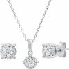 Dazzlingrock Collection Dazzlingrock Collection 0.25 Carat (Ctw) Round White Diamond Ladies Cluster Style Earring & Pendant Set, 925 Sterling Silver Jewelry Sets