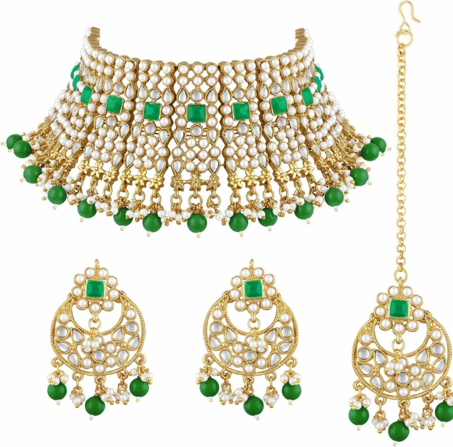 Aheli Aheli Indian Ethnic Wedding Wear Necklace Set Jewelry Sets