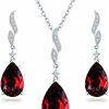 JIANGXIN Jiangxin Pear Cut Gemstone 925 Sterling Silver Jewelry Set For Women 18\"-20\" Teardrop Pendant Necklace Drop Earrings Jewelry Sets