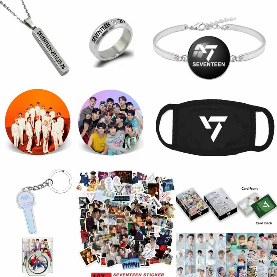 YX&ST Yx&St Seventeen Merchandise Set, Seventeen Photocard, Stickers, Bracelet, Face Shield, Rings, Pendant Necklace, Button Pin, Keychain, Phone Ring Holder Jewelry Sets