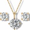 SugarTang Sugartang Moissanite Necklace And Earring Set For Women, 1-2Ct 18K White Gold Plated 925 Sterling Silver, Lab-Created Diamond Pendant Jewelry For Mom, Daughter'S Wedding Jewelry Sets