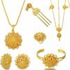 Sajayea Sajayea Ethiopian Jewelry For Women Set 24K Gold Plated 6-Pieces Sets African Wedding Bridal Women Party Gifts Jewelry Sets