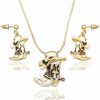 RechicGu Rechicgu Western Texas Cowgirl Cowboy Hat Stetson Boot Spur Rodeo Snake Chain Earrings Necklace Set Jewelry Sets