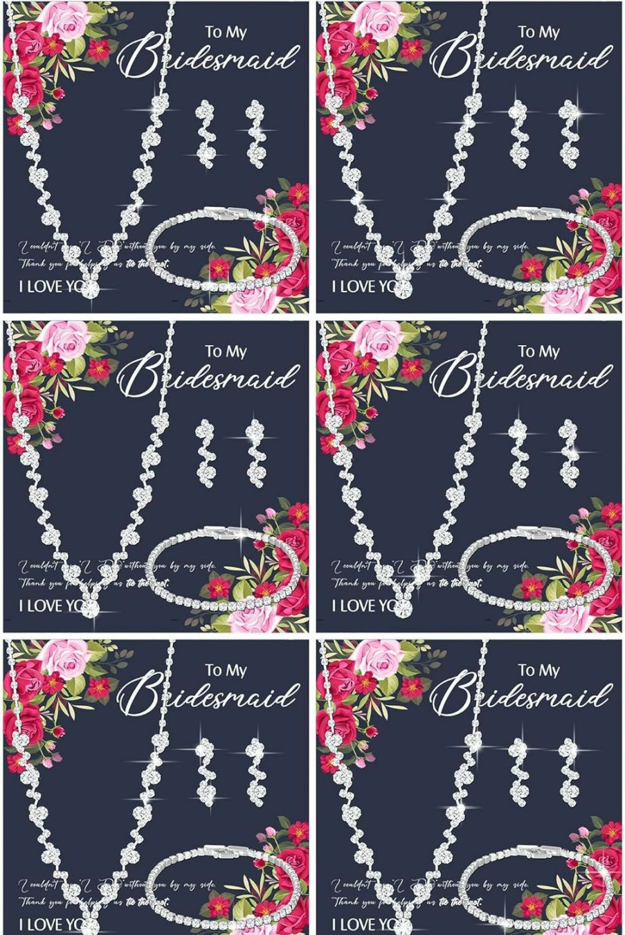 Yinkin Yinkin 6 Bridesmaid Jewelry Sets For Wedding Will You Be My Bridesmaid Necklace Earrings Bracelet With Card Bridesmaid Proposal Gift Jewelry Sets