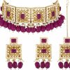 Aheli Aheli Faux Pearl Rani Pink Necklace With Earrings Indian Traditional Bollywood Jewelry Set For Women Girls Jewelry Sets