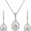 SWEETV Sweetv Crystal Teardrop Wedding Jewelry Sets For Brides Birdesmaids, Rhinestone Cubic Zirconia Bridal Backdrop Necklace And Earrings Jewelry Sets For Women, Prom Costume Jewelry Jewelry Sets