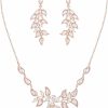 EleQueen Elequeen Wedding Jewelry Sets For Bride Bridesmaid, Cz Marquise Leaf Floral Bridal Necklace Earrings Set Costume Jewelry Gifts For Women Party Prom Jewelry Sets