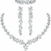 SWEETV Sweetv Cubic Zirconia Bridal Jewelry Set For Wedding, Crystal Chandelier Necklace Dangle Earrings Bracelet Set, Wedding Prom Jewelry For Bride Bridesmaids Women Jewelry Sets