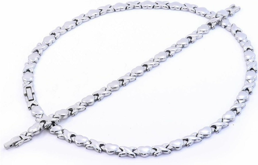 SPARKLE XOXO Sparkle Xoxo Silver Tone Hugs And Kisses Stainless Steel Stampato Necklace And Bracelet Set Jewelry Sets