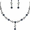 Crysdue Crysdue Wedding Prom Jewelry Set For Women Bride, Stunning Crystal Silver Plated Flower Leaf Cluster Pendant Necklace Dangle Earrings Set For Party Jewelry Sets