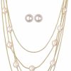 Amazon Nicole Miller Pearls Multi-Strand Long Necklace Set With Pearl Earrings Jewelry Sets