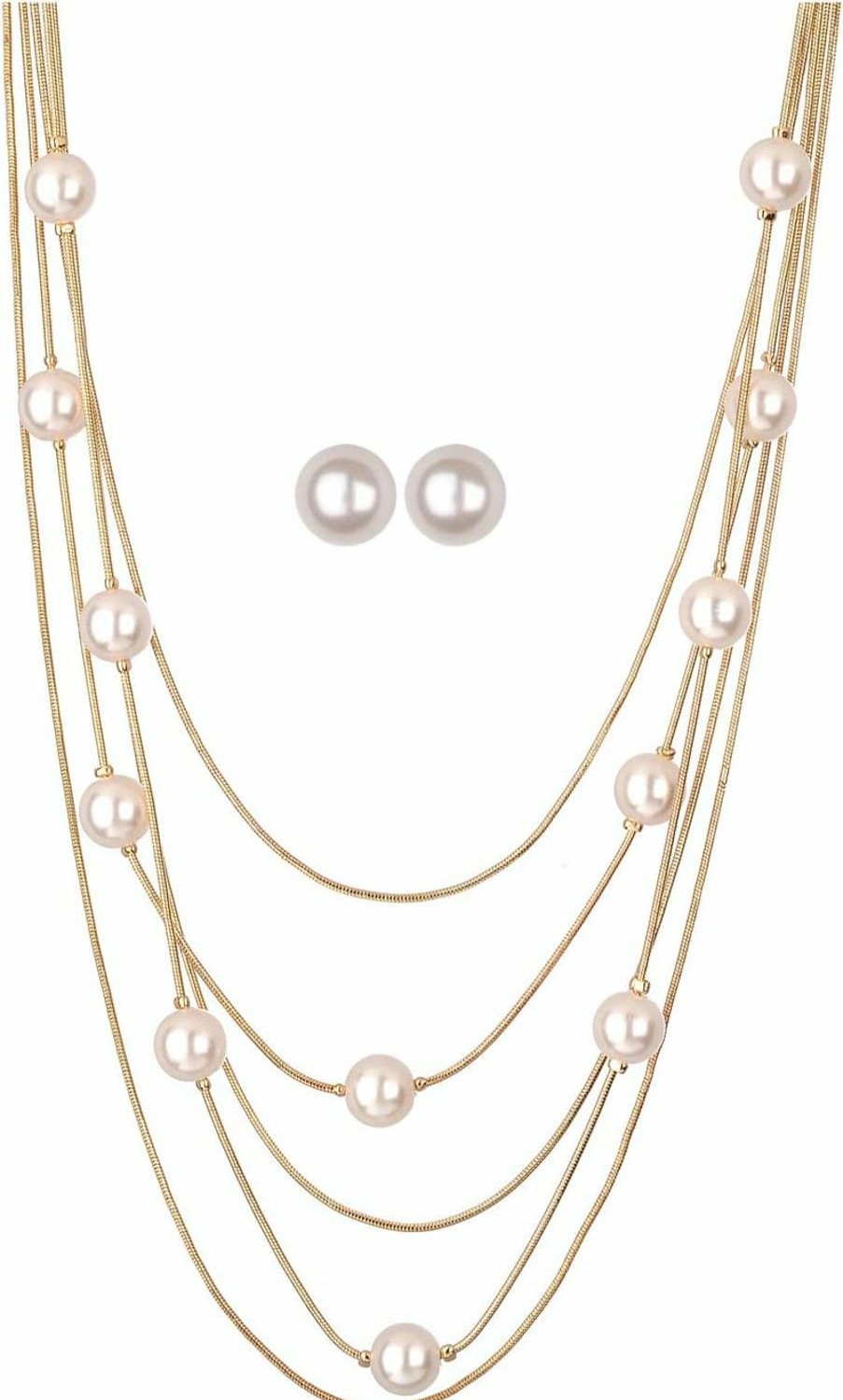 Amazon Nicole Miller Pearls Multi-Strand Long Necklace Set With Pearl Earrings Jewelry Sets