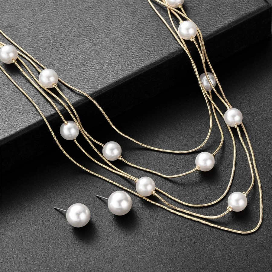 Amazon Nicole Miller Pearls Multi-Strand Long Necklace Set With Pearl Earrings Jewelry Sets