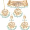 I Jewels I Jewels Indian Bollywood Gold Plated Kundan & Pearl Choker Necklace Jewelry Set For Women (K7058) Jewelry Sets