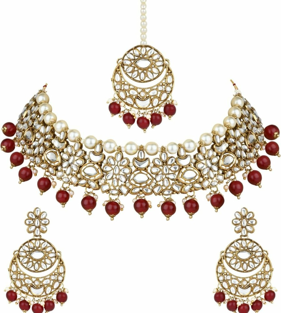 I Jewels I Jewels Gold Plated Unique Design Multi Layer Statement Handmade Choker Necklace Jewellery & Jhumka Earring Set For Women/Girls Jewelry Sets