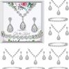 Remuuly Remuuly 6 Pcs Bridesmaid Jewelry Sets For Wedding Rhinestone/Pearl Earrings Necklace Bracelet With Card For Wedding Proposal Jewelry Sets