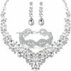 Paxuan Paxuan Wedding Bridal Bridesmaid Austrian Crystal Rhinestone Jewelry Sets Statement Choker Necklace Earrings Bracelets Sets For Wedding Party Prom Jewelry Sets