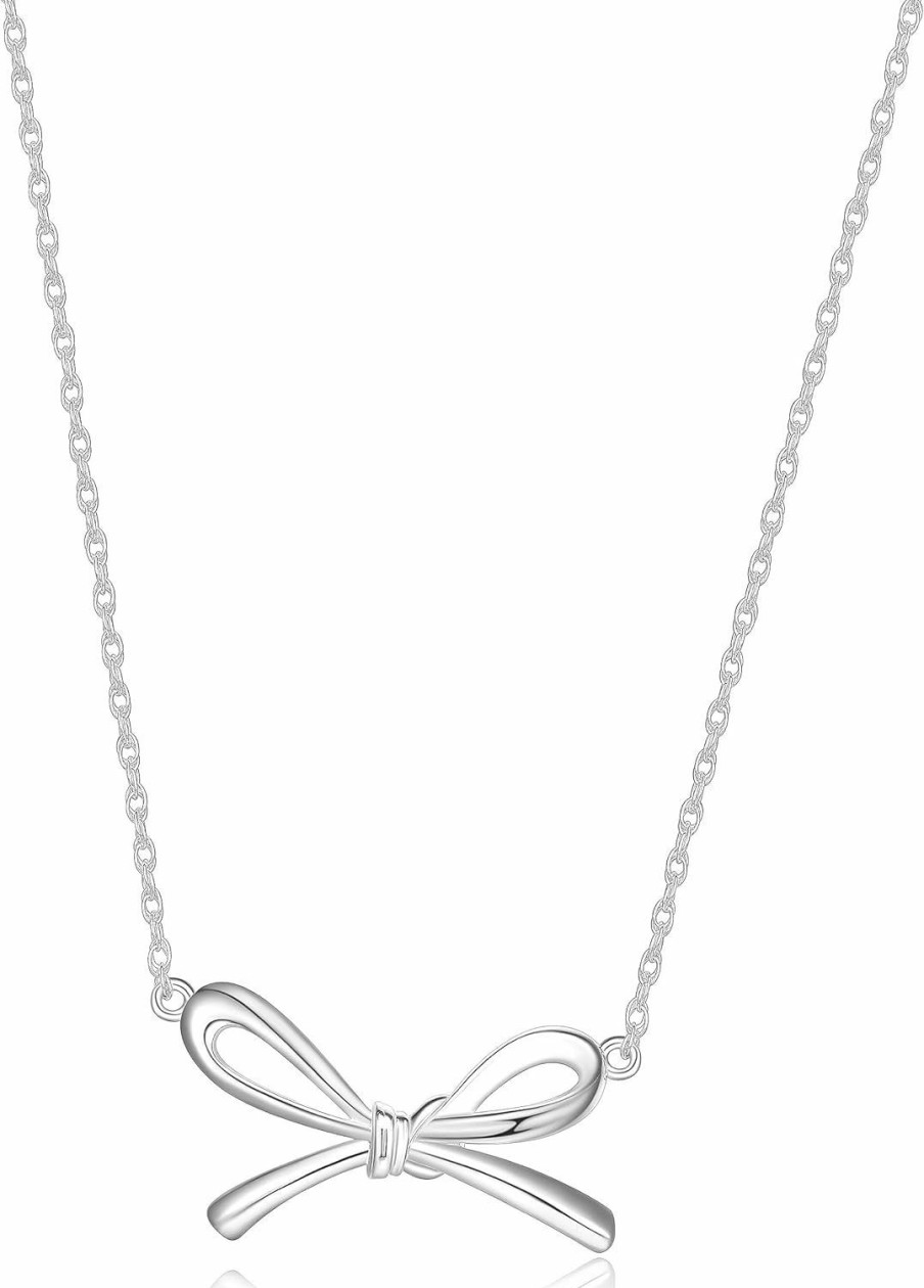 MORGAN & PAIGE Morgan & Paige 18K Yellow Gold Plated Or Rhodium Plated 925 Sterling Silver Bow Pendant Necklace Or Hinged Bangle Bracelet For Women Jewelry Sets