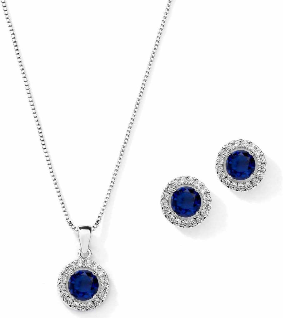 Mariell Mariell Bridal Wedding Necklace Set, Cubic Zirconia Pendant Necklace And Stud Earring, Bridal Jewelry Set Jewelry Sets