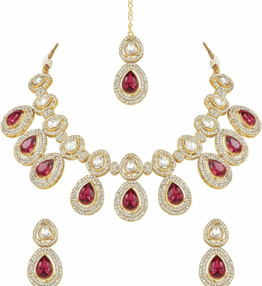 I Jewels I Jewels Indian Wedding Bollywood Gold Plated Traditional Kundan & Stone Choker Necklace Jewellery With Earrings Set For Women/Girls Jewelry Sets