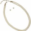 Rosemarie Collections Rosemarie Collections Women'S Double Strand Classic Simulated Pearl Necklace And Earring Jewelry Gift Set, 20\"+2.5\" Extender Jewelry Sets