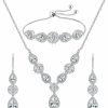 DHQH Dhqh 3 Pack Cubic Zirconia Bridal Jewelry Sets For Wedding, Crystal Necklace Dangle Earring Bracelet Jewelry Sets For Women, Prom Costume Jewelry Gifts Jewelry Sets