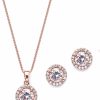 Mariell Mariell Bridal Wedding Necklace Set, Cubic Zirconia Pendant Necklace And Earrings Set, Rose Gold Jewelry Jewelry Sets