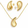 Rainhonor Teardrop Chunky Earrings For Women, Gold Trendy Drop Necklace Hoop Earring Set Earring Dupes, Gold Earrings Jewelry Sets