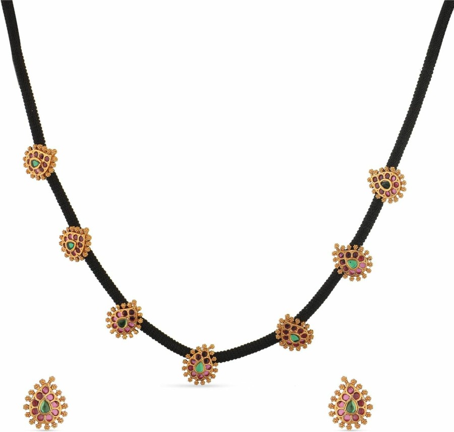 TARINIKA Tarinika Antique Gold Plated Makul Short Necklace Set With Geometric Design - Indian Jewelry Sets For Women | Perfect For Casual Occasions | Traditional Indian Necklace | 1 Year Warranty* Jewelry Sets