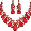 Molie Molie Youfir Austrian Crystal Leaf Statement Wedding Necklace And Earrings Jewelry Sets For Women Formal Dress Jewelry Sets