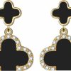 Hothink Hothink Clover Necklace Clover Earrings Lucky Clover Sets Black Red White Clover Pendant 18K Gold Plated Fashion Jewelry For Women Girls Bring Good Luck Jewelry Sets