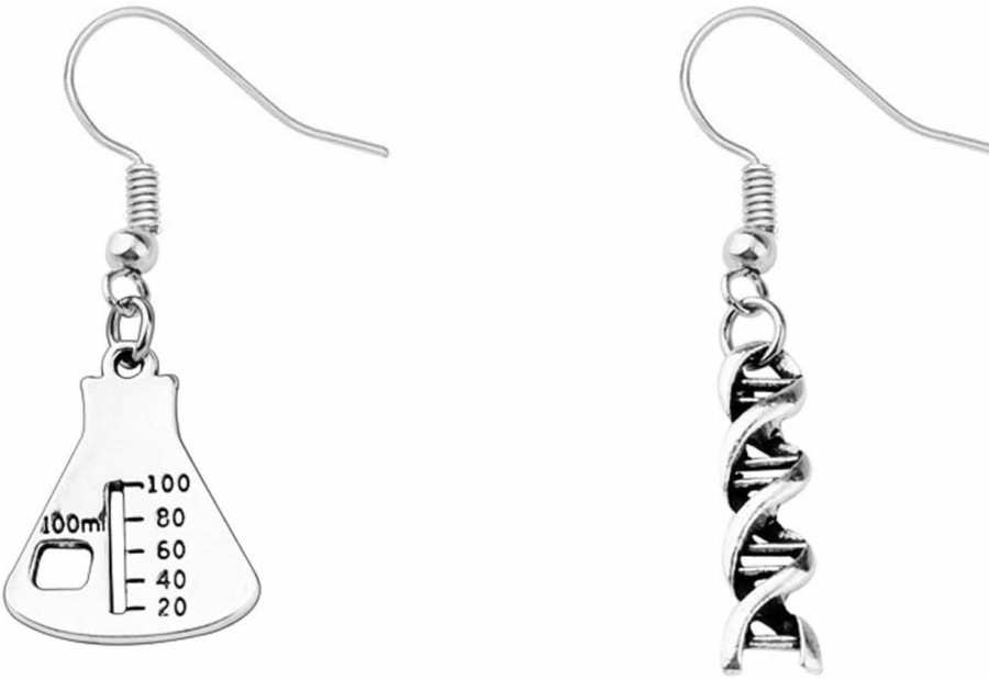 AKTAP Aktap Dna Earrings Science Flask Earrings Dna Double Helix Necklace Science Jewelry Chemistry Gifts Chemistry Biology Dna Lab Tech Charm Y Necklace Jewelry Sets