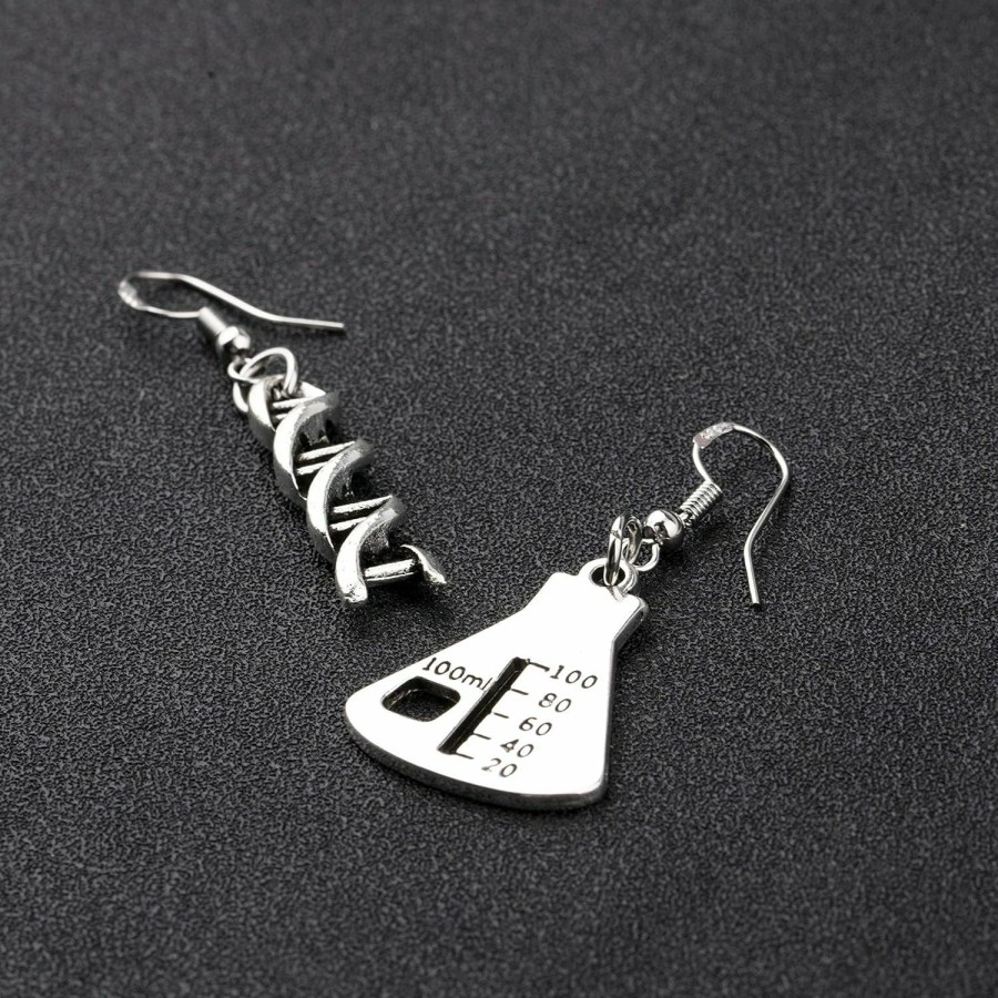 AKTAP Aktap Dna Earrings Science Flask Earrings Dna Double Helix Necklace Science Jewelry Chemistry Gifts Chemistry Biology Dna Lab Tech Charm Y Necklace Jewelry Sets