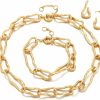 Donabus Donabus Gold Jewelry Set For Women,Link Chain Necklace With Gold Chain Bracelet And Earring,Great Gift For Women Jewelry Sets