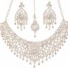 Touchstone Touchstone Hollywood Glamour Diamond Look Rhinestone Crystal Grand Bridal Designer Jewelry Hasli Necklace Set In Gold Or Silver Tone For Women. Jewelry Sets